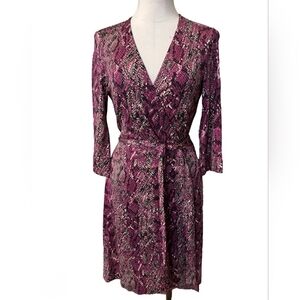 DVF Diane Von Furstenberg Wrap Dress SILK Pink Purple Animal Print